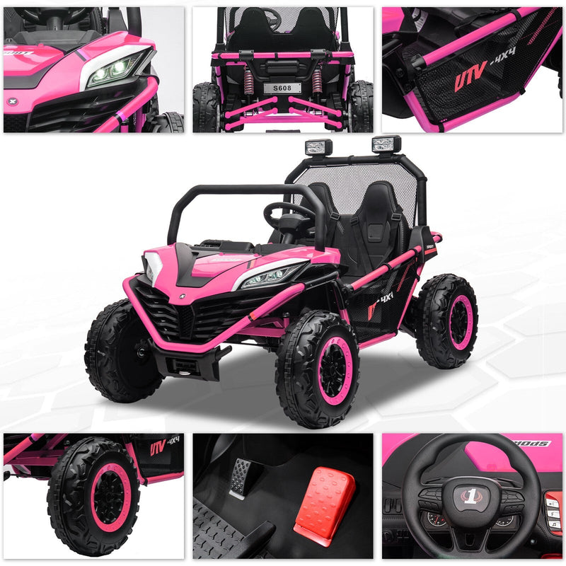 Load image into Gallery viewer, 24V Kids 2-Seater Pink Ride-On UTV Toy with 400W Motor, Metal Frame, and EVA Wheels
