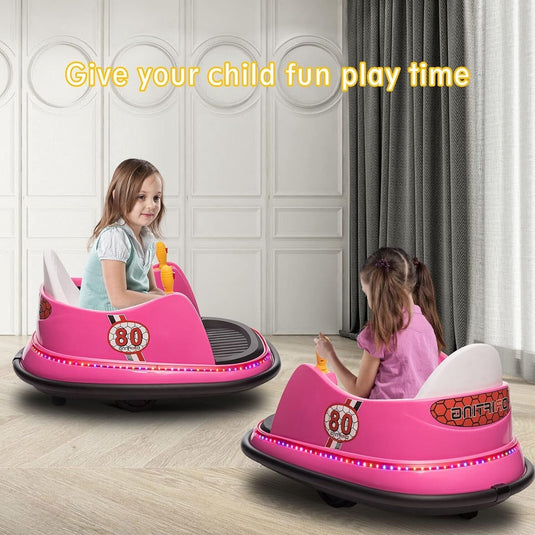 12V Kids Ride-On Bumper Car with Remote Control and 360° Spin Toddler Toy Pink