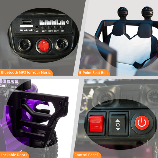 12V Kids Ride-on Truck with Parental Remote Control and LED Lights - Purple