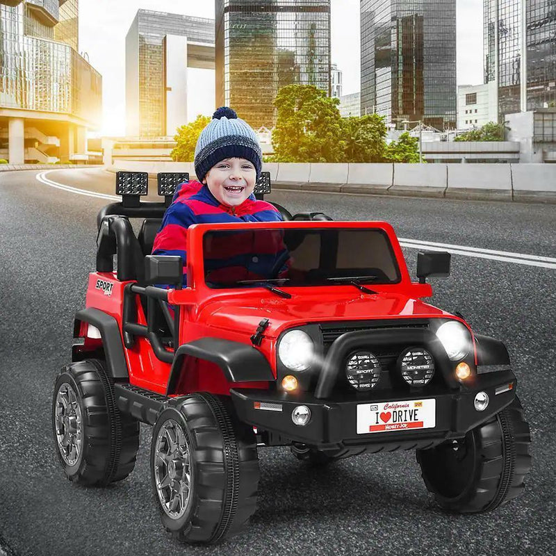 Load image into Gallery viewer, RC Electric Ride-On Toy Truck for Kids with 2 Seats and Storage Compartment - Red 12.6&quot;
