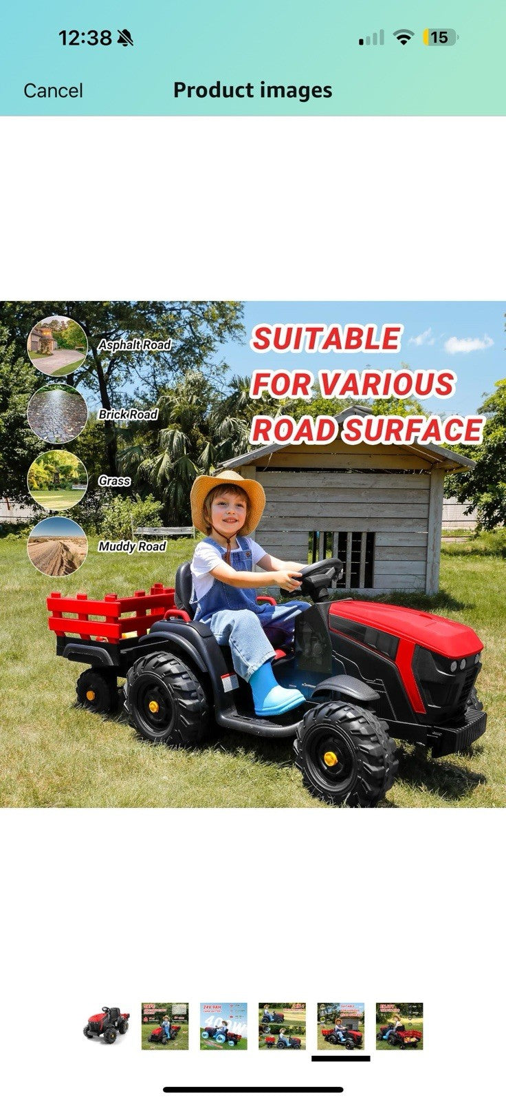 Load image into Gallery viewer, 24V Battery-Powered Electric Ride-On Tractor with Trailer Toy

