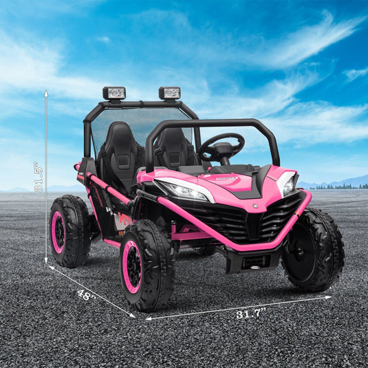 24V Kids 2-Seater Pink Ride-On UTV Toy with 400W Motor, Metal Frame, and EVA Wheels