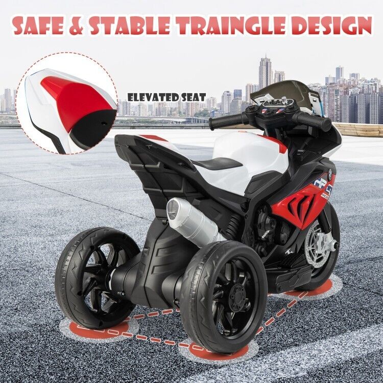 Load image into Gallery viewer, Electric Ride-On Motorcycle for Kids with Lights, Music, and 3 Wheels - Red
