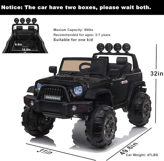 Load image into Gallery viewer, 12V Electric Ride-On Pickup Truck for Kids with 3 Speeds and Remote Control, Black
