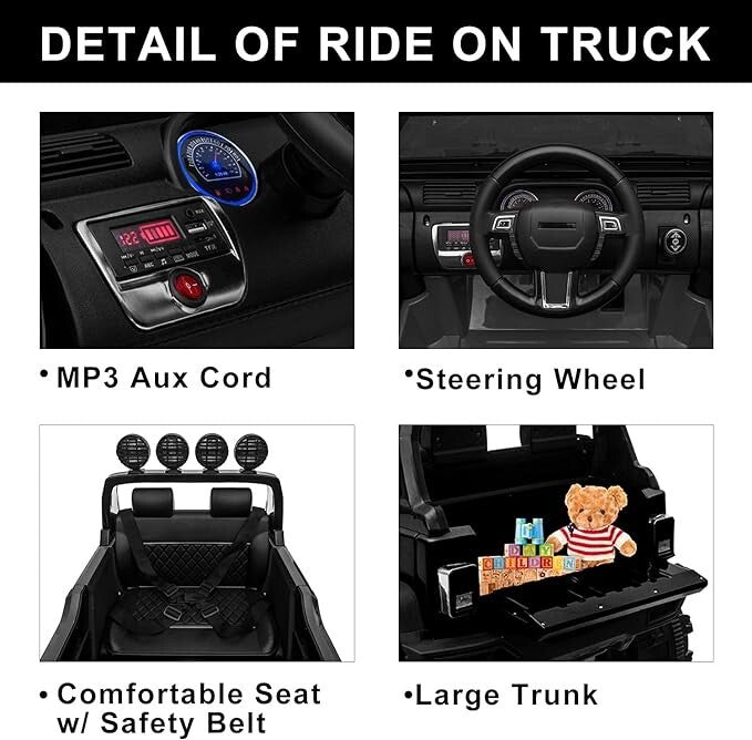 Load image into Gallery viewer, 12V Electric Ride-On Pickup Truck for Kids with 3 Speeds and Remote Control, Black
