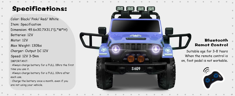 Load image into Gallery viewer, Kids Electric 12V Ride-On Jeep Truck with Remote Control and Powerful Battery
