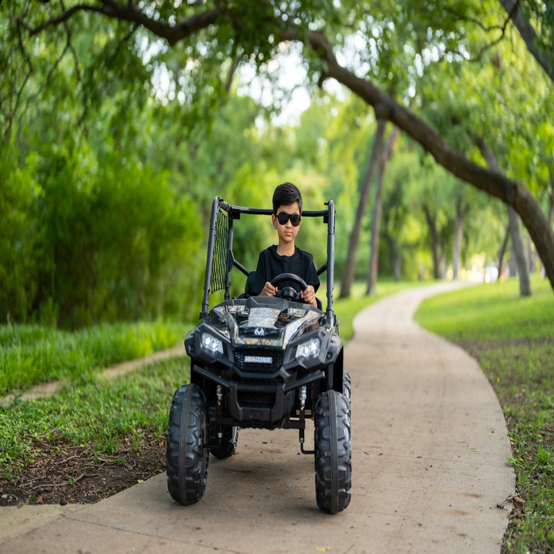 Load image into Gallery viewer, 24V Electric UTV for Two Riders with Large Storage Compartment Dual Drive Option - Jet Black
