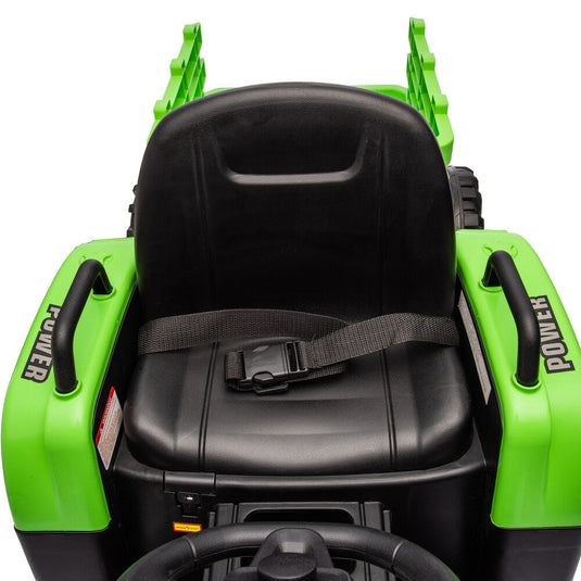 24V Battery-Powered Electric Ride-On Tractor with Trailer Toy