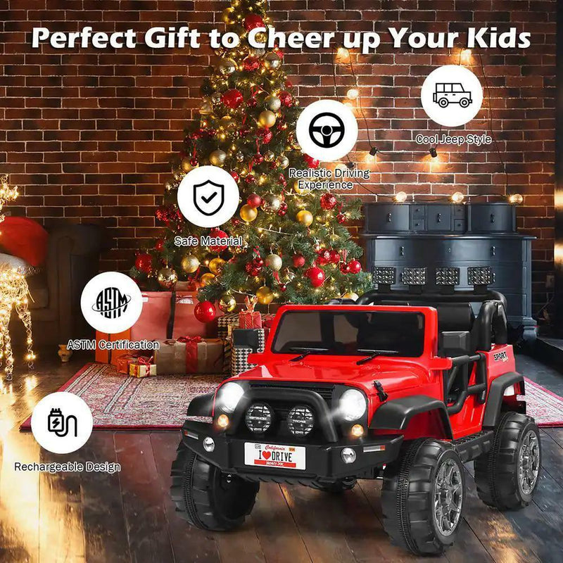 Load image into Gallery viewer, RC Electric Ride-On Toy Truck for Kids with 2 Seats and Storage Compartment - Red 12.6&quot;
