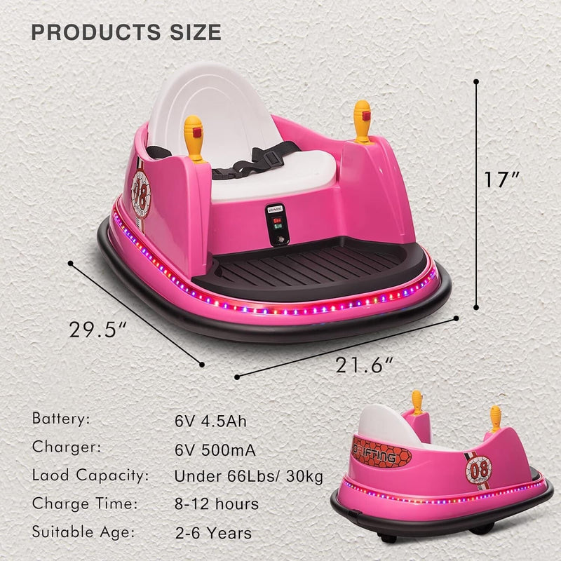 Load image into Gallery viewer, 6V Electric Ride-On Bumper Car for Toddlers with Remote Control and 360° Spin
