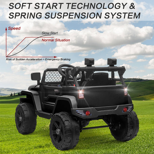 12V Kids Ride-On Truck with Remote Control, Power Wheels, and LED Lights