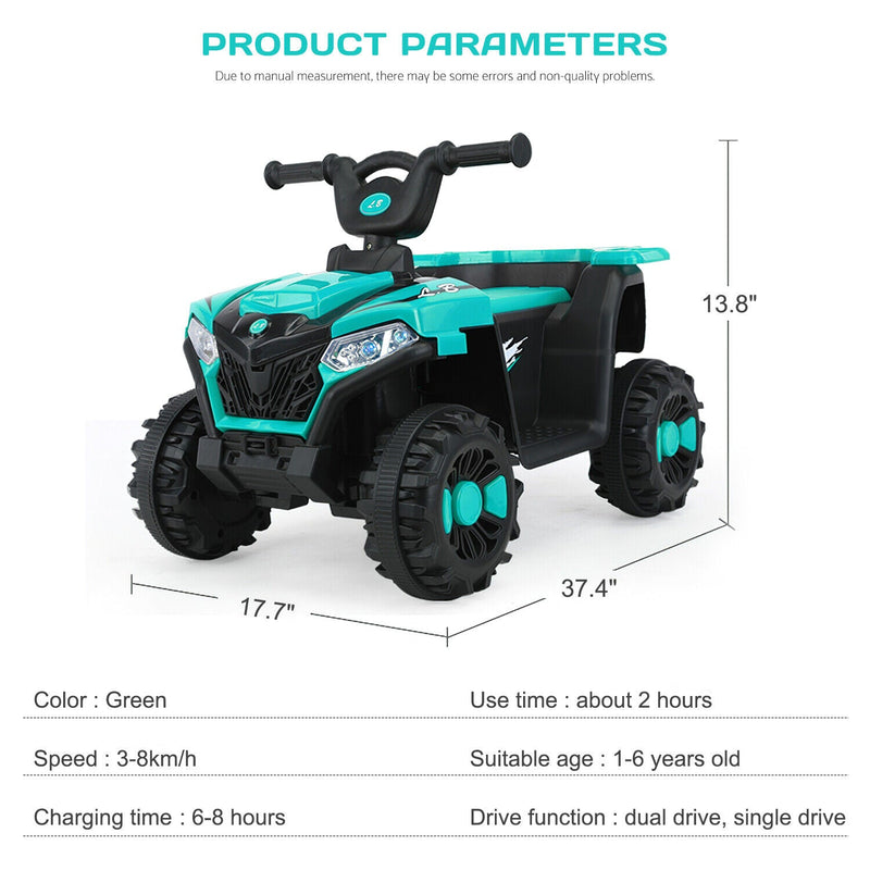 Load image into Gallery viewer, Electric ATV Ride-On Car with MP3 Player and LED Lights - 6V Battery Powered, 4-Wheeled Beach Cruiser
