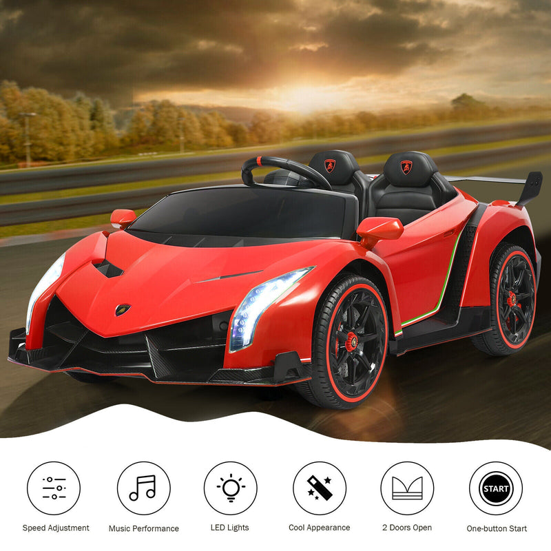 Load image into Gallery viewer, 2-Seater Licensed Lamborghini Kids Ride On Car with RC and Swing Function - Red (12V)
