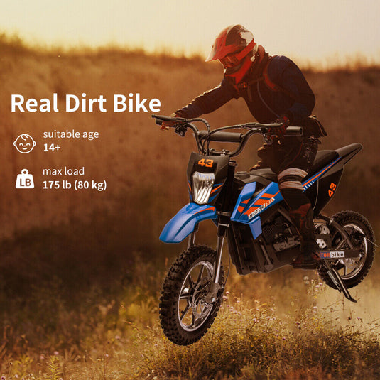 350W/500W Electric Dirt Bike for Kids with Variable Speed and LED Lights - 36V