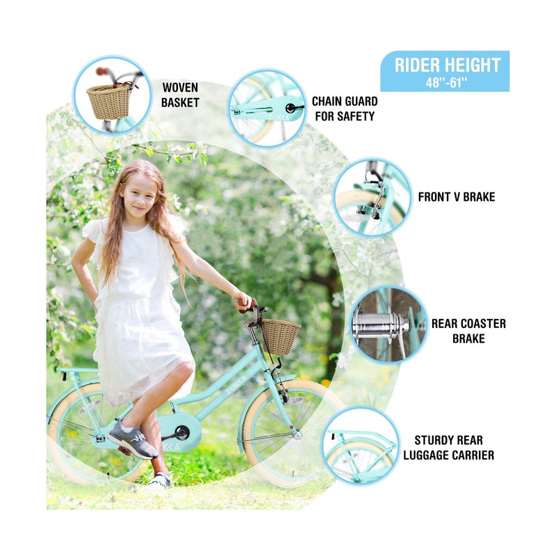 Load image into Gallery viewer, Kids 20/24 Inch Girls Cruiser Bike with Basket Single Speed

