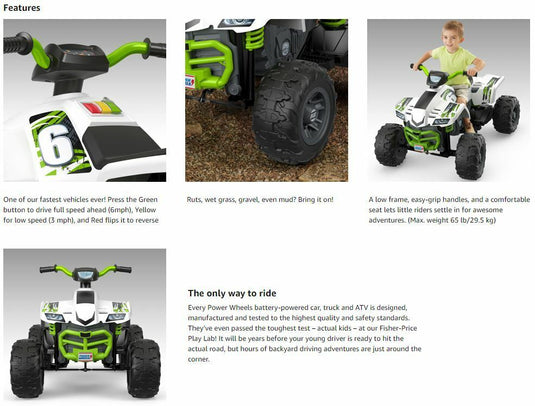 12V Power Wheels Kids Electric Ride-On Racing ATV Quad Bike