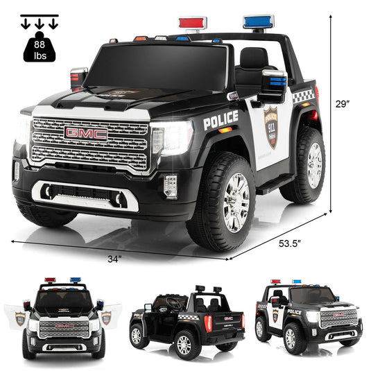 Kids Ride On Police Car with Seat Belts and Door Locks - 12V Electric Toy Vehicle