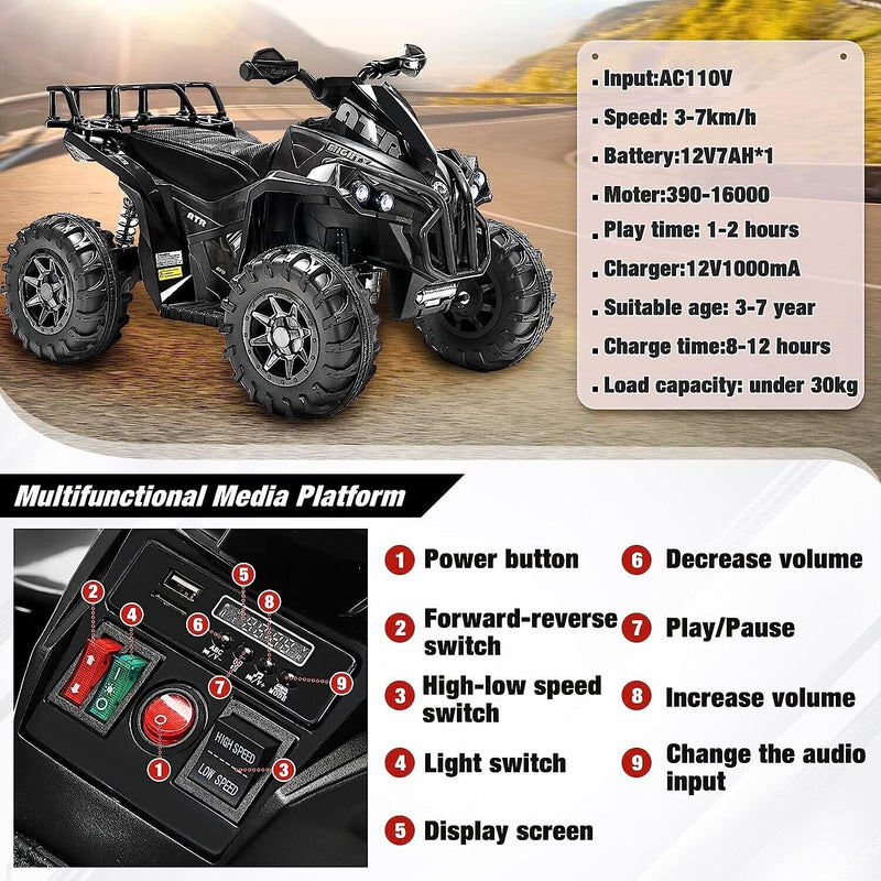 Load image into Gallery viewer, Electric ATV for Kids 3-7 Years Old - Perfect Gift for Children - Four-Wheeler Quad Bike for Boys and Girls
