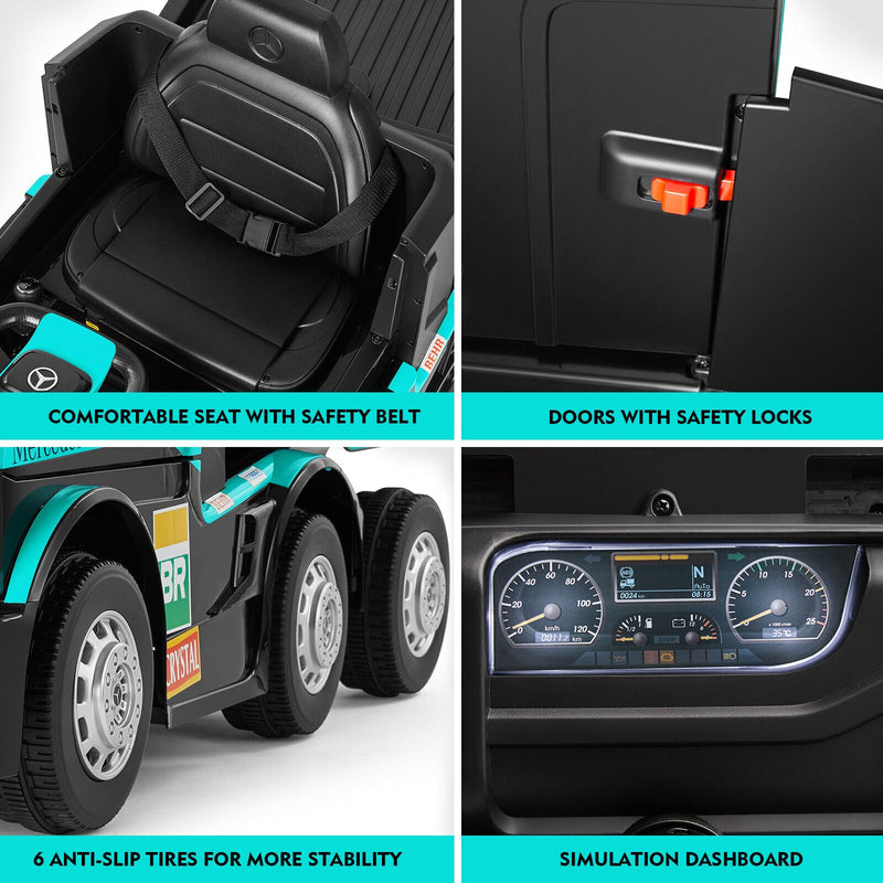 Load image into Gallery viewer, 12V10AH Battery Powered Ride-On Truck with Swing Trailer and MP3 Player - 6 Wheels RC Toy for Kids
