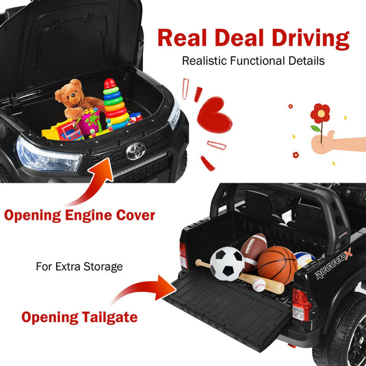 2x12V Official Toyota Hilux Ride On Truck Car 2-Seater 4WD with Remote Control