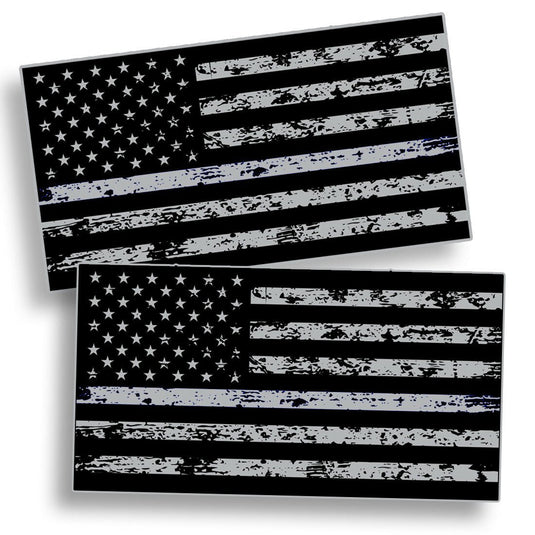 Black Ops Distressed American Flag Black & White Sticker