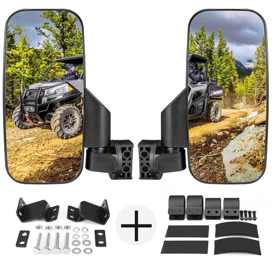 10" Large UTV Side Mirrors w/ Pro-fit cage for Polaris RZR Ranger General UFORCE