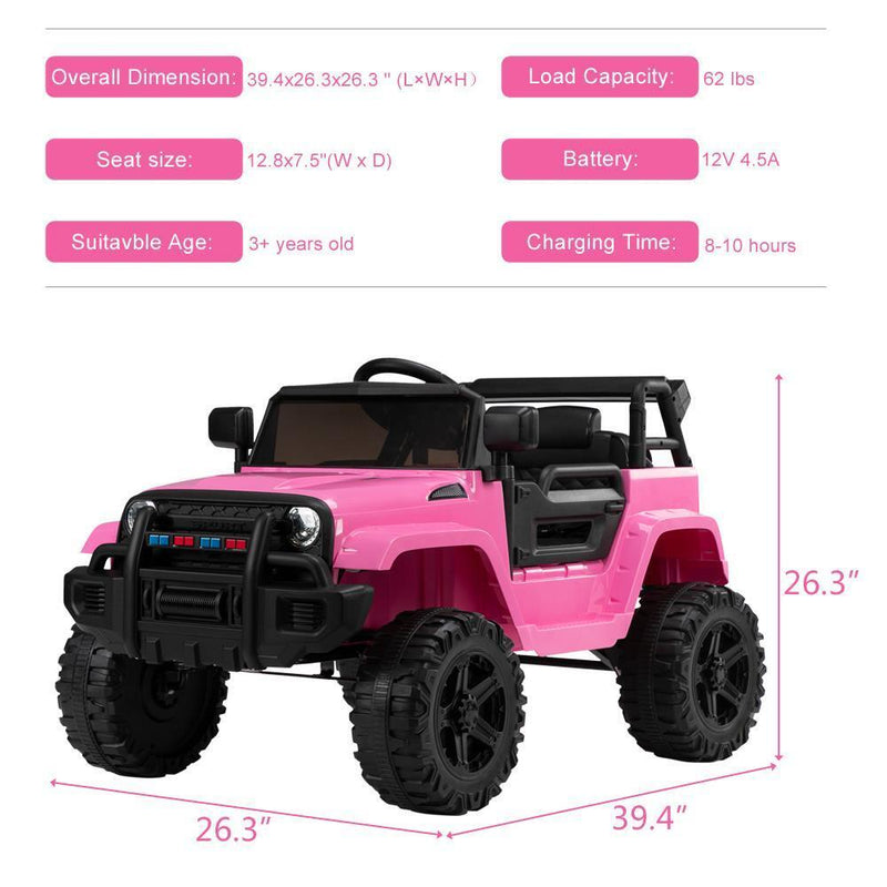 Load image into Gallery viewer, Electric 12V Pink Kids Ride-On Truck with 2.4G Remote Control and 3 Speed Modes
