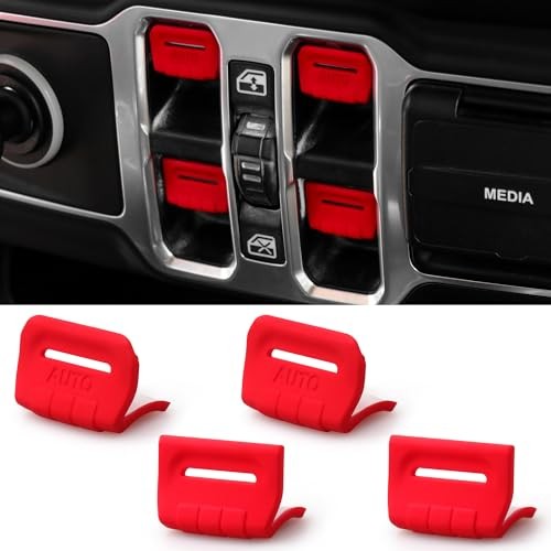 Load image into Gallery viewer, Red Window Button Cover Compatible with 2018-2025 Jeep Wrangler JL Unlimited Sahara Rubicon
