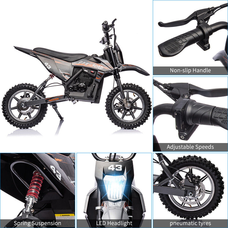Load image into Gallery viewer, 350W/500W Electric Dirt Bike for Kids with Variable Speed and LED Lights - 36V
