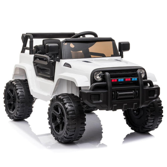 White 12V Electric Ride On Car for Kids with Music and Remote Control - 4 Wheels Fun Toy