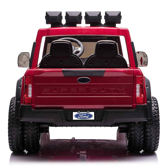 24V 2 Seater Ford F450 Exclusive Edition Children's Ride-On Truck, Illuminated with Remote Control - Crimson
