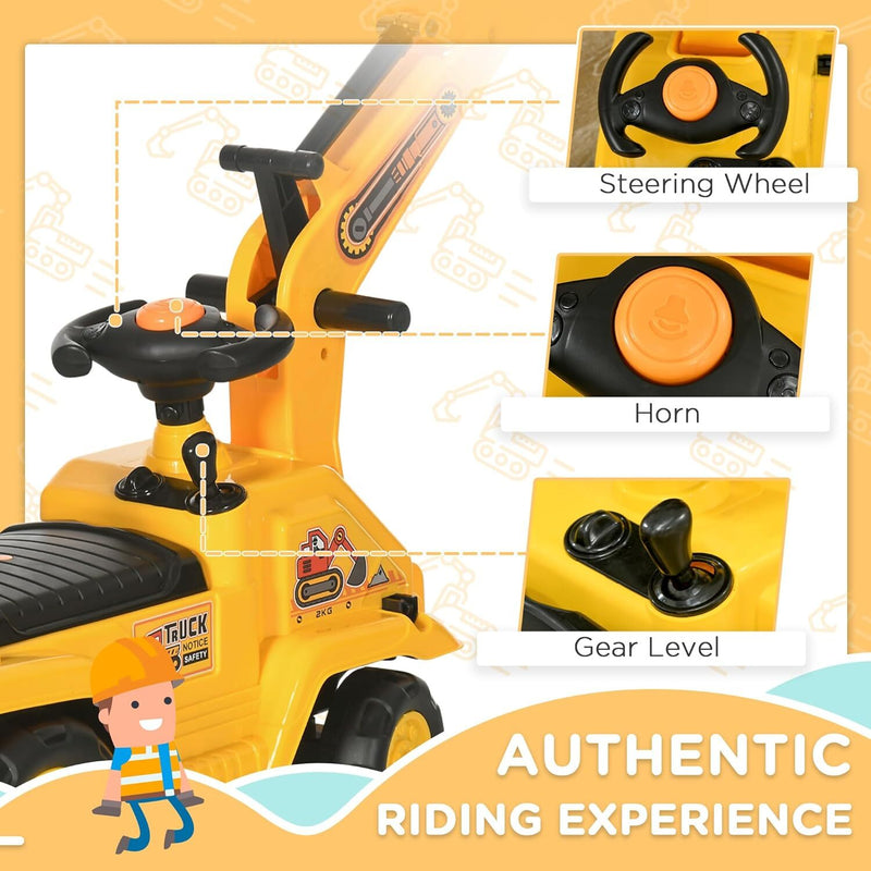 Load image into Gallery viewer, Kids Ride-On Excavator Truck with Pull Cart, Horn, and Under-Seat Storage

