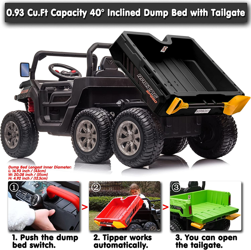 Load image into Gallery viewer, 6X6 24V Children&#39;s Electric Vehicle 4WD Double Seater Ride-On Truck Dump Bed 6 Wheeler UTV Plaything
