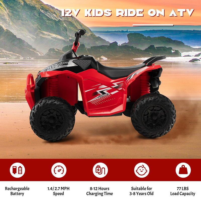 Load image into Gallery viewer, Electric 4-Wheeler Quad Car for Kids with MP3 Player and Lights - 12V Battery Powered

