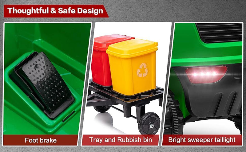 Load image into Gallery viewer, 12V Kids Ride-On Construction Sweeper Truck with Trailer and Rubbish Bin Toy Car
