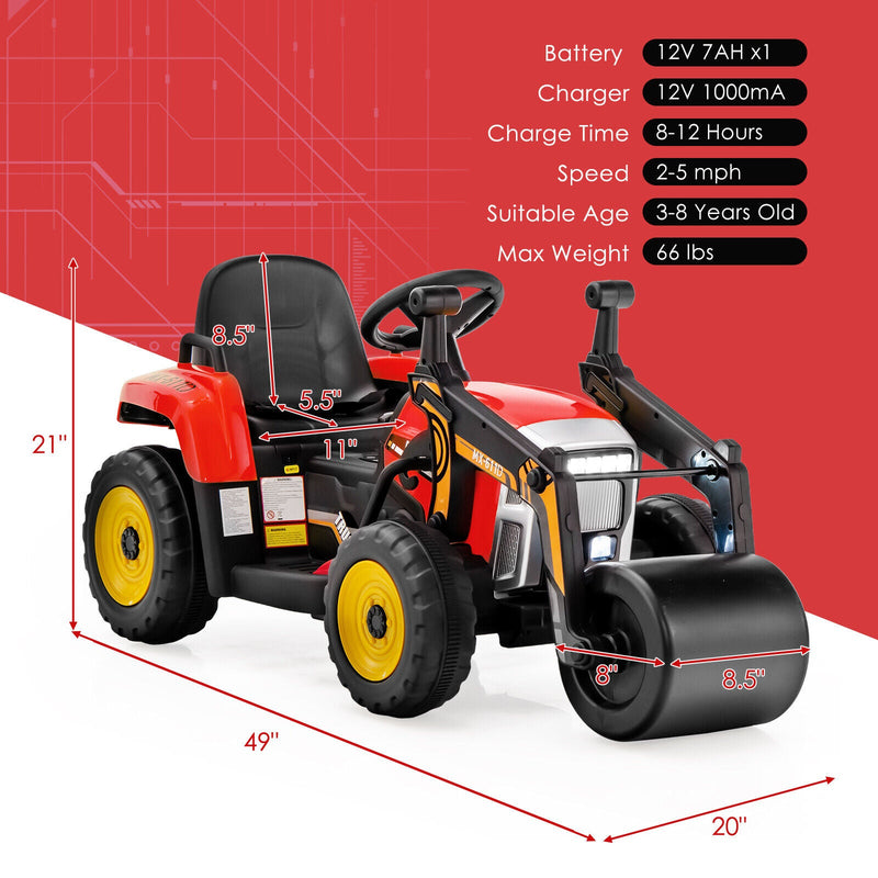 Load image into Gallery viewer, 12V Electric Tractor for Kids with Remote Control, LED Lights, and Music - Red
