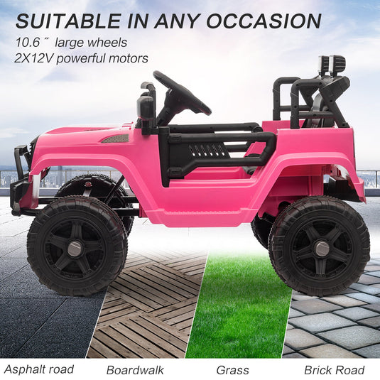 12V Kids Ride-On Truck with Remote Control, Power Wheels, and LED Lights