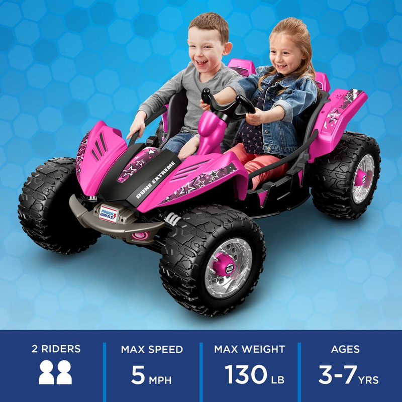 Load image into Gallery viewer, Pink 2-Seater Ride-On Sports Car with Extra Wide Wheels and 12V Battery for Speed up to 5 Miles per Hour
