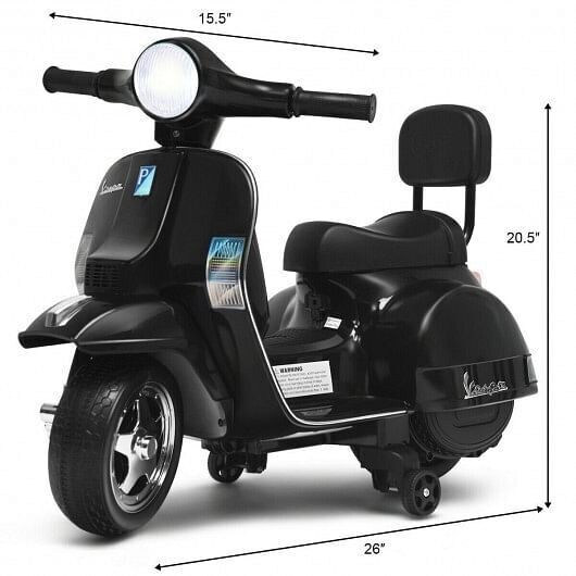 Load image into Gallery viewer, 6V Kids Black Vespa Scooter Motorcycle for Toddlers
