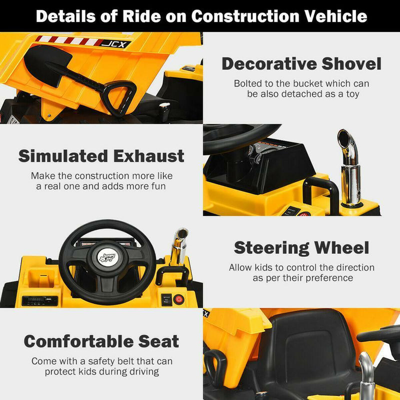 Load image into Gallery viewer, 12V Electric Ride On Dump Truck with Remote Control for Kids - Construction Tractor with Working Bucket
