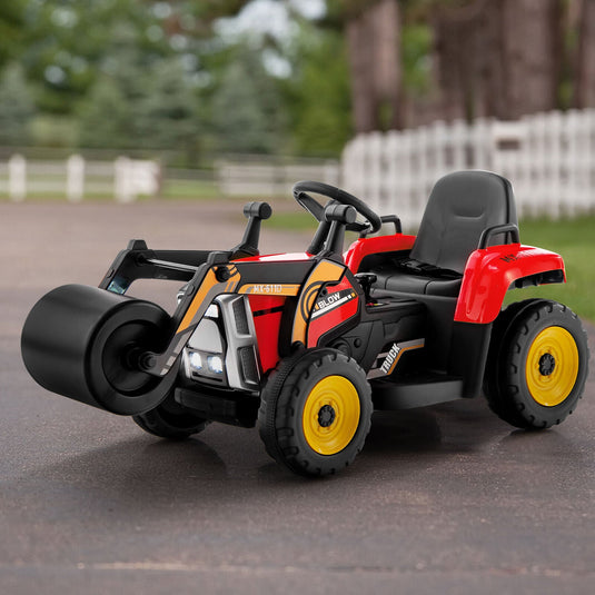 12V Electric Tractor for Kids with Remote Control, Music, and LED Lights - Red
