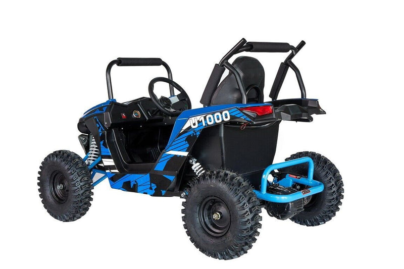 Load image into Gallery viewer, Blue 48V 1000W UTV Children&#39;s Electric Three Speed Single Seat Brushless Roll Cage
