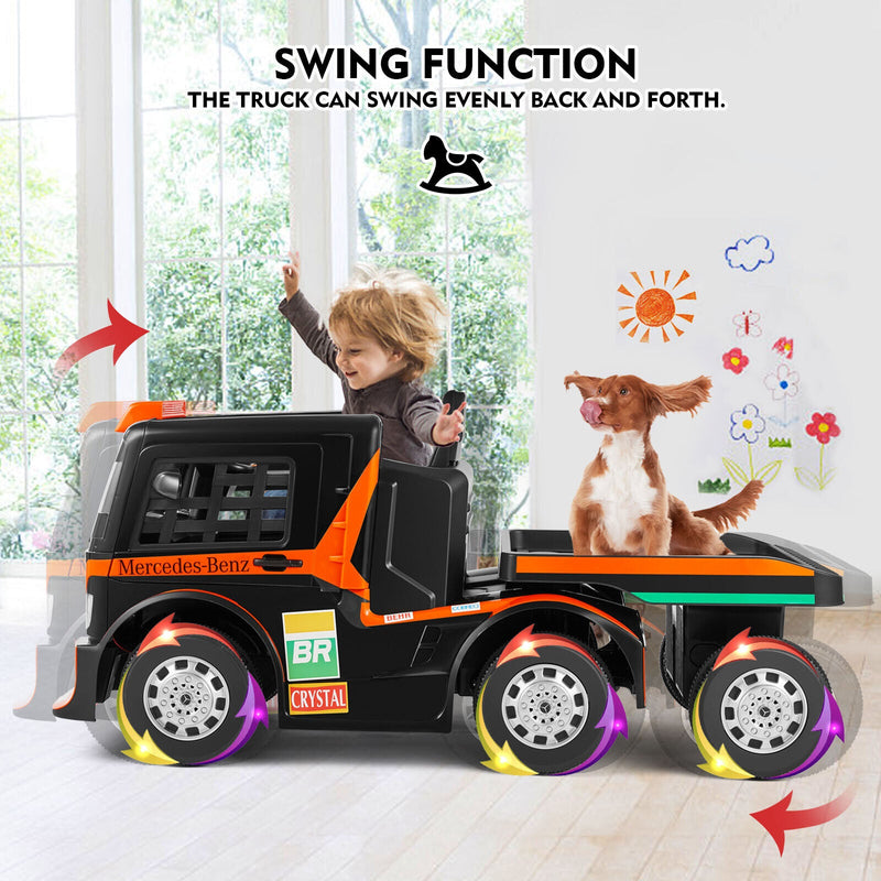 Load image into Gallery viewer, 12V10AH Battery Kids Ride On Truck with Swing, Trailer, LED, MP3, and Bluetooth RC Features
