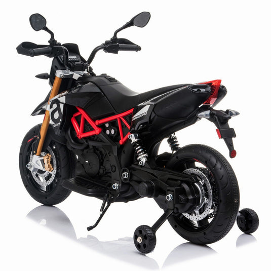 TOBBI 12V Aprilia Licensed Electric Ride-On Motorcycle for Kids with Training Wheels