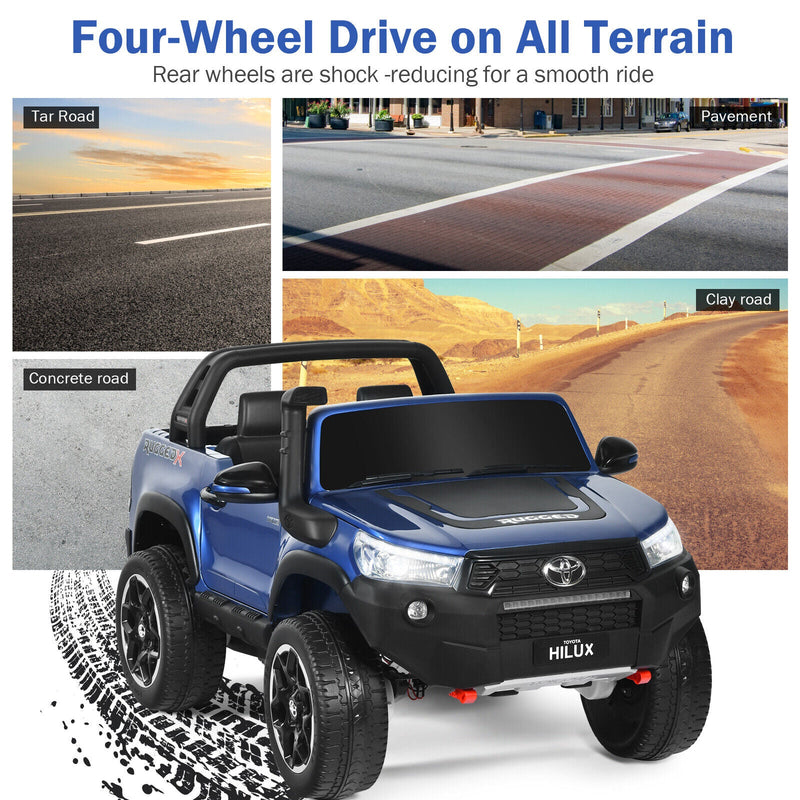 Load image into Gallery viewer, Licensed Toyota Hilux Ride On Truck Car - 2-Seater 4WD with Remote Control - Blue

