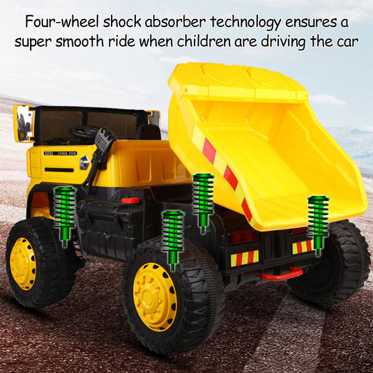 12V Ride-On Dump Truck Battery Operated Construction Loader Vehicle with Remote Control