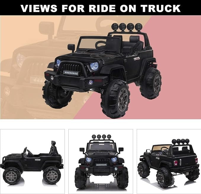 Load image into Gallery viewer, 12V Electric Ride-On Pickup Truck for Kids with 3 Speeds and Remote Control, Black
