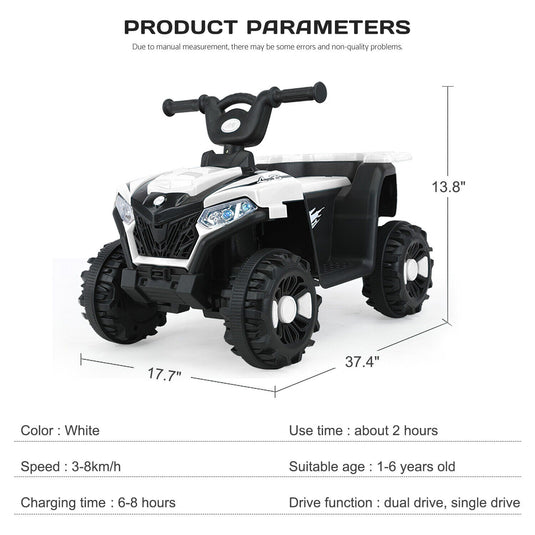 Electric ATV Ride-On Car with MP3 Player and LED Lights - 6V Battery Powered, 4-Wheeled Beach Cruiser