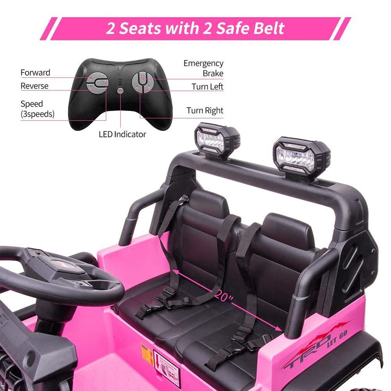 Load image into Gallery viewer, Extra Large Pink Ride-On Car for Kids with 24V Battery and 2 Seats - Includes Remote Control for Parental Supervision
