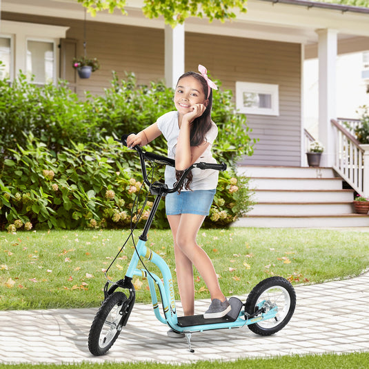 Youth Scooter with Dual Front and Rear Caliper Brakes and 12-Inch Inflatable Front Wheel